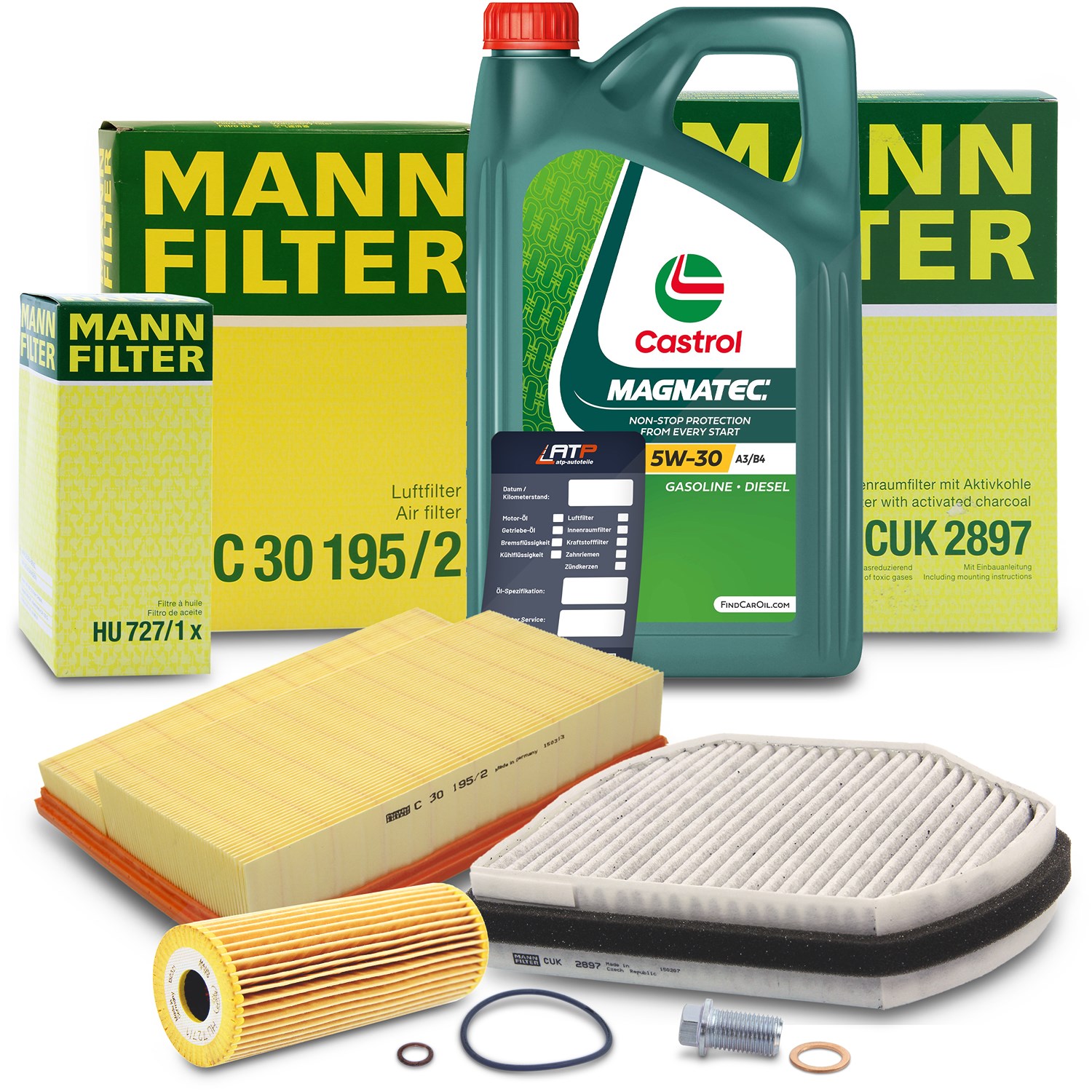 Mann-filter Inspektionspaket A+5L CASTROL MAGNATEC 5W-30 A3/B4 [Hersteller-Nr. 10492388] für Mercedes-Benz