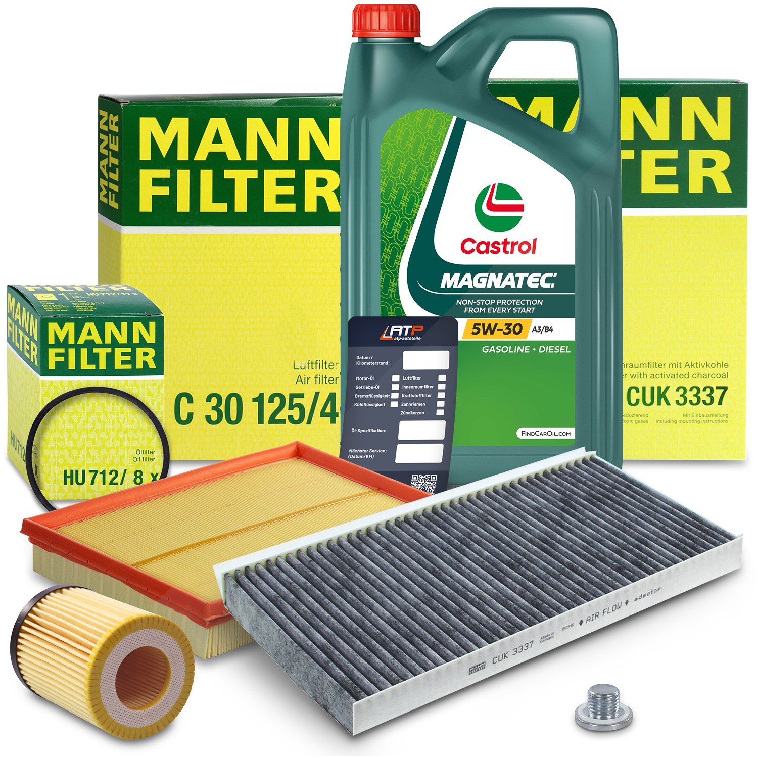 Mann-filter Inspektionspaket A+5L CASTROL MAGNATEC 5W-30 A3/B4 [Hersteller-Nr. 10492450] für Opel