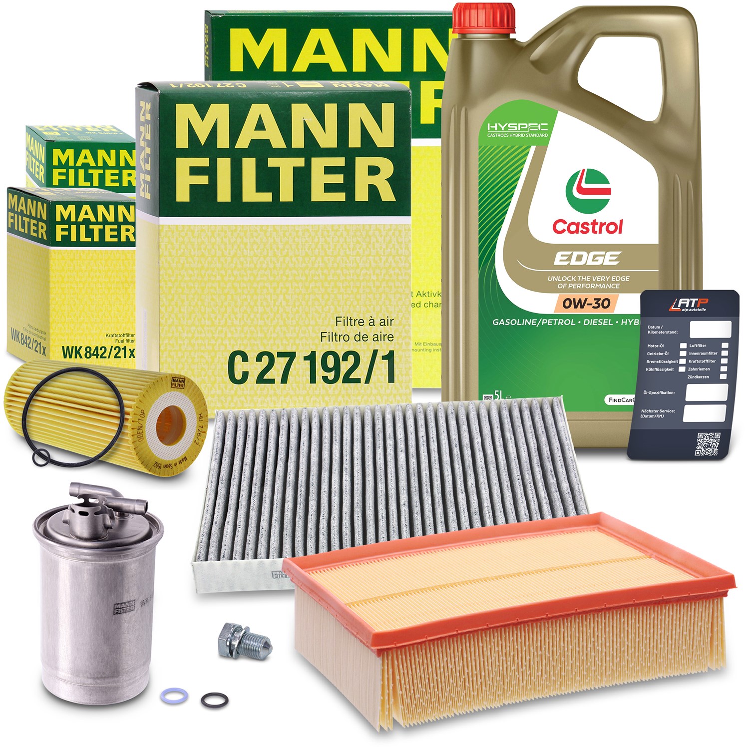 Mann-filter Inspektionspaket B + 5 L CASTROL EDGE FST 5W-30 LL [Hersteller-Nr. 10492120] für Audi