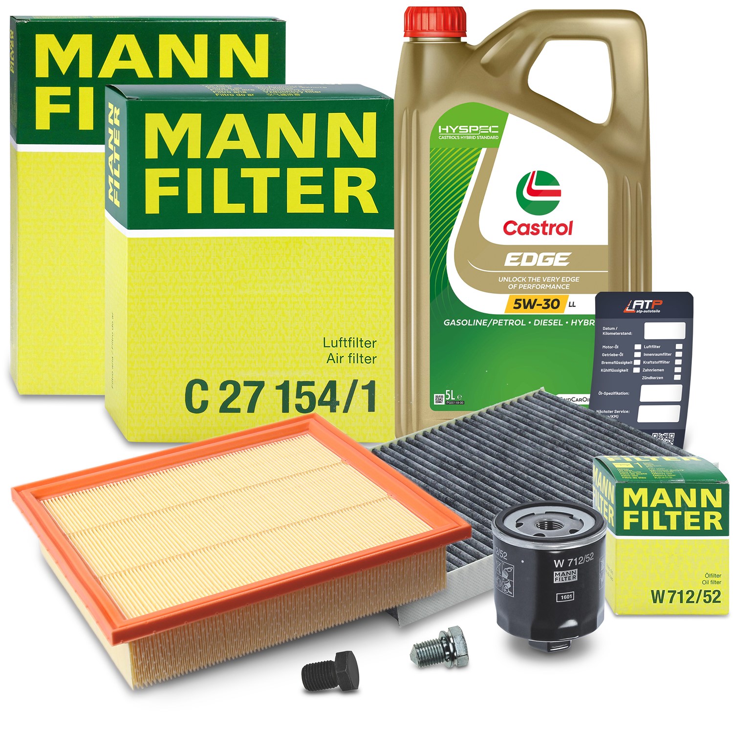 Mann-filter Inspektionspaket A + 5L CASTROL EDGE FST 5W-30 LL [Hersteller-Nr. 10492472] für VW