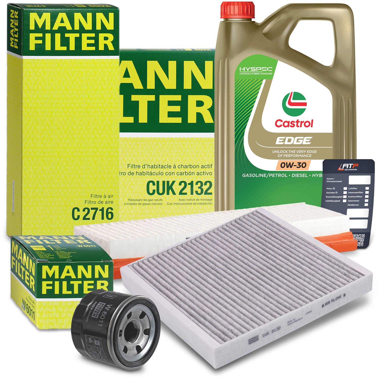 Mann-filter Inspektionspaket A + 5L CASTROL EDGE FST 0W-30 [Hersteller-Nr. 10492521] für Smart
