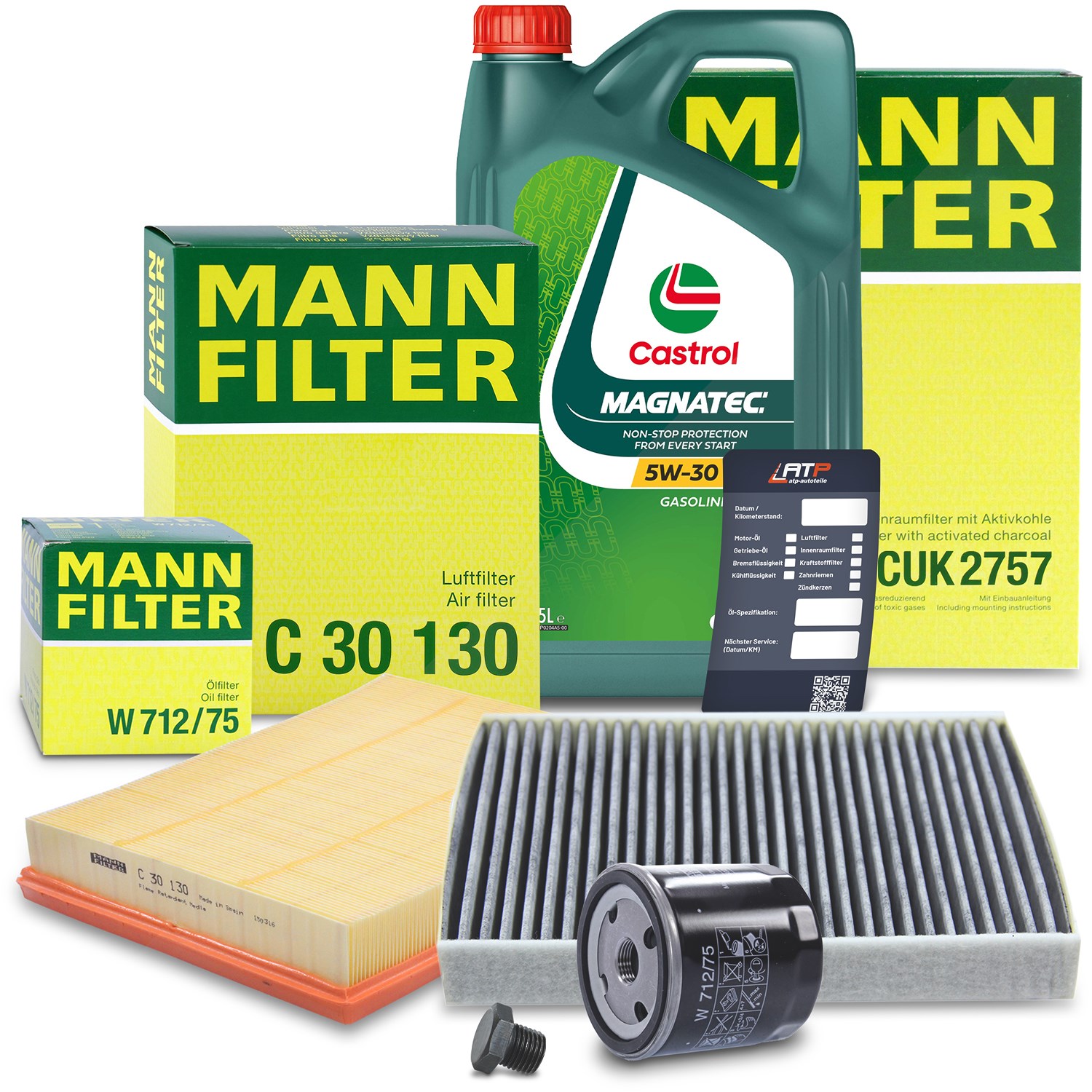 Mann-filter Inspektionspaket A+5L CASTROL MAGNATEC 5W-30 A3/B4 [Hersteller-Nr. 10493208] für Opel