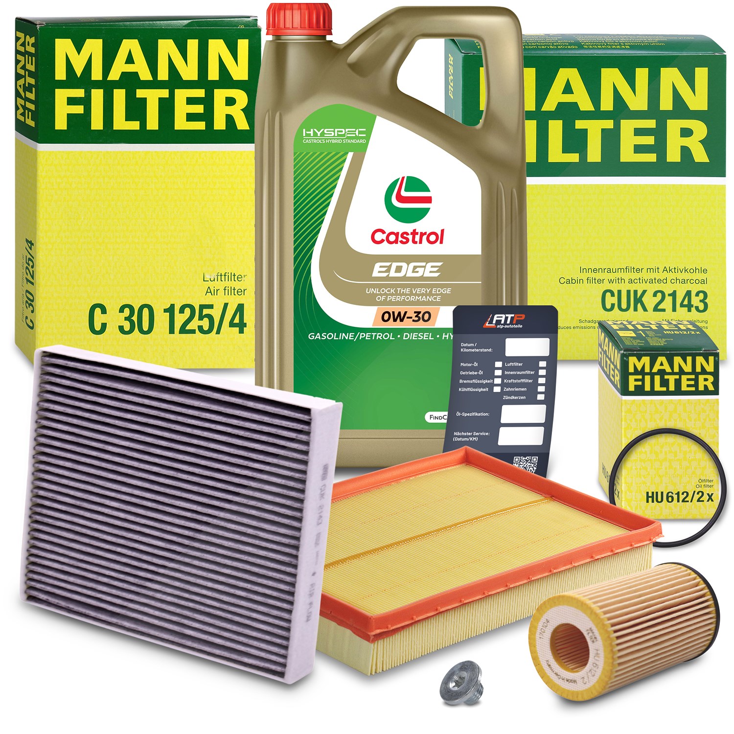 Mann-filter Inspektionspaket A+5L CASTROL EDGE FST 0W-30 [Hersteller-Nr. 10493214] für Opel