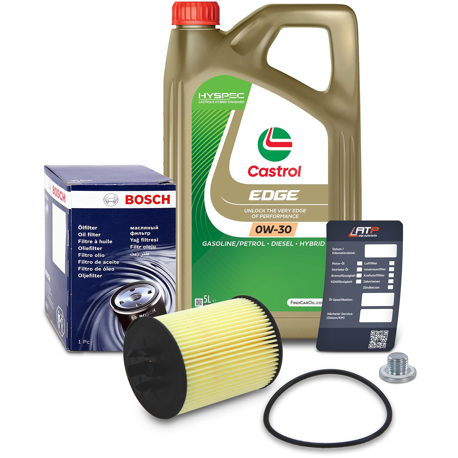 Bosch Ölfilter+Schraube+5 L Castrol 0W-30 [Hersteller-Nr. 10490431] für Opel, Suzuki