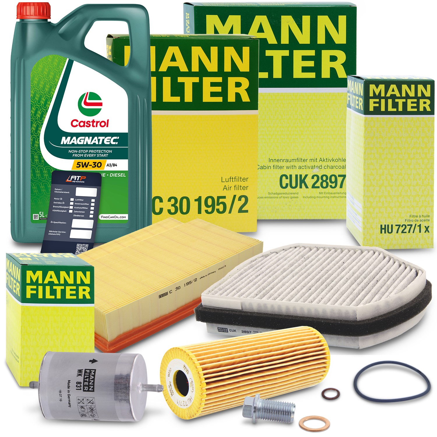 Mann-filter Inspektionspaket B+5L CASTROL MAGNATEC 5W-30 A3/B4 [Hersteller-Nr. 10492389] für Mercedes-Benz