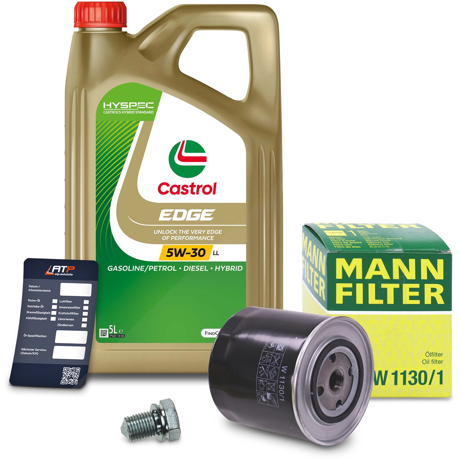 Mann-filter Ölfilter+Schraube+5 L Castrol Edge 5W-30 LL [Hersteller-Nr. 10492419] für Audi, VW