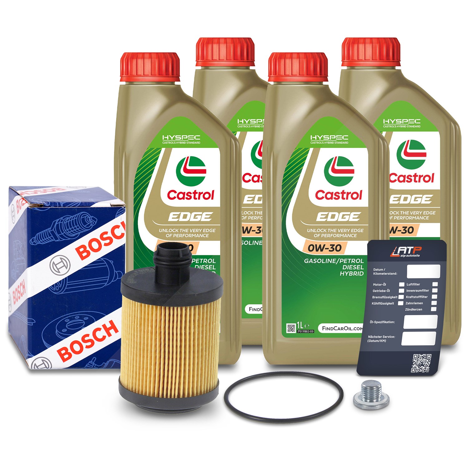 Bosch Ölfilter+Schraube+4 L Castrol 0W-30 [Hersteller-Nr. 10490872] für Opel