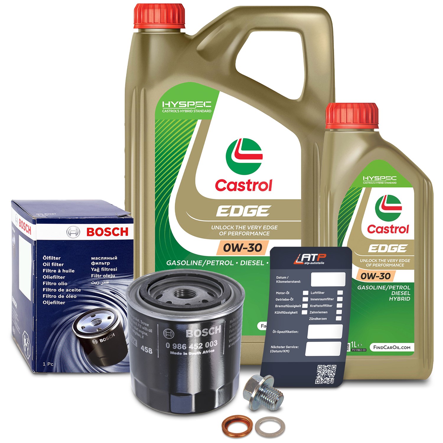 Bosch Ölfilter+Schraube+6 L Castrol 0W-30 [Hersteller-Nr. 10490880] für Nissan