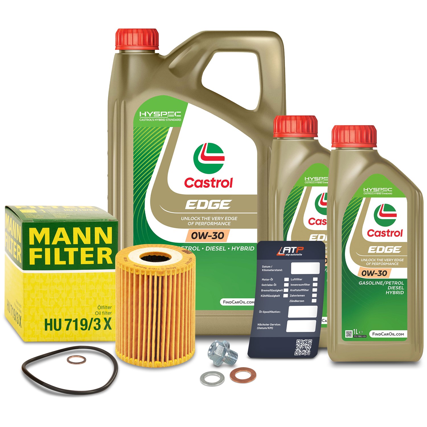 Mann-filter Ölfilter+Schraube+7 L Castrol 0W-30 [Hersteller-Nr. 10491587] für Chevrolet, Opel