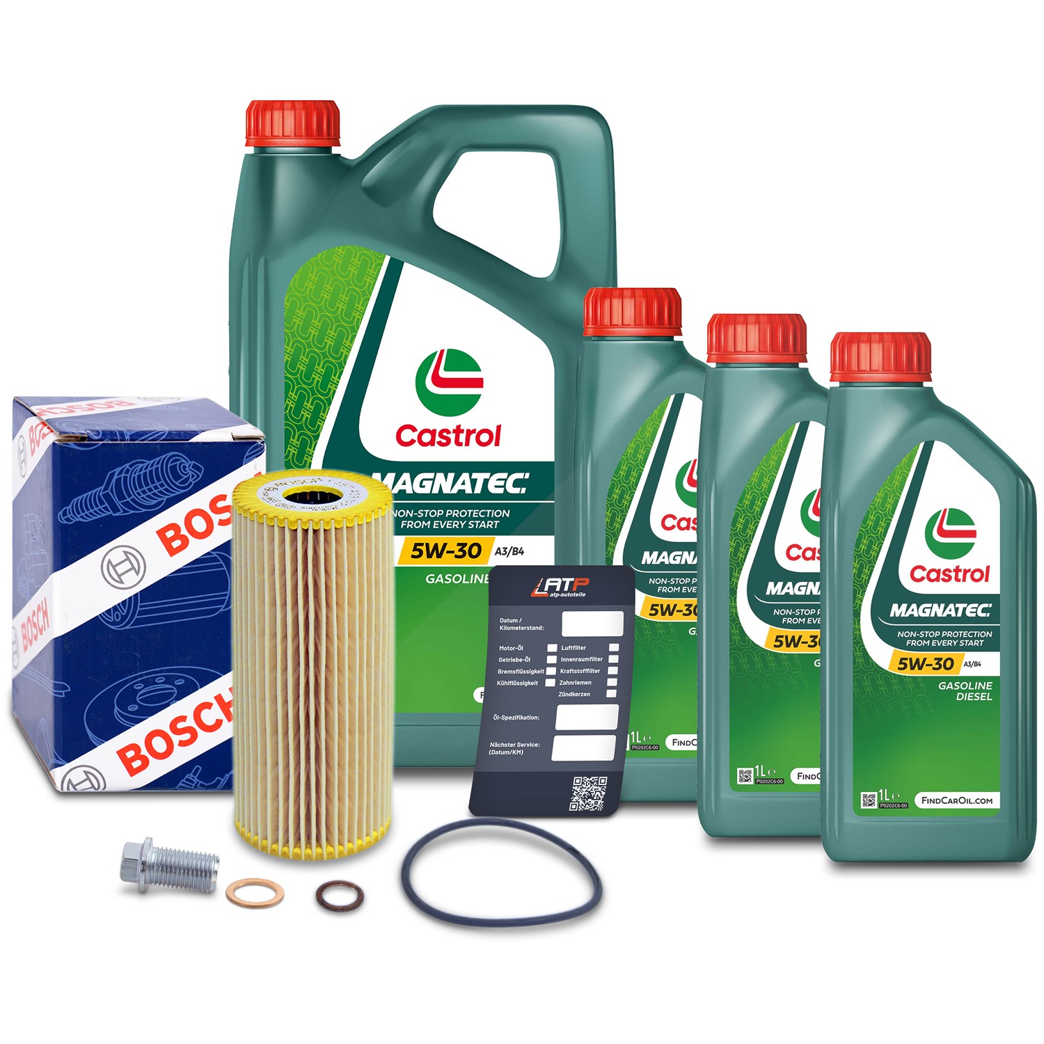 Bosch Ölfilter+Schraube+8 L Castrol Magnatec 5W-30 A3/B4 [Hersteller-Nr. 10491793] für Mercedes-Benz