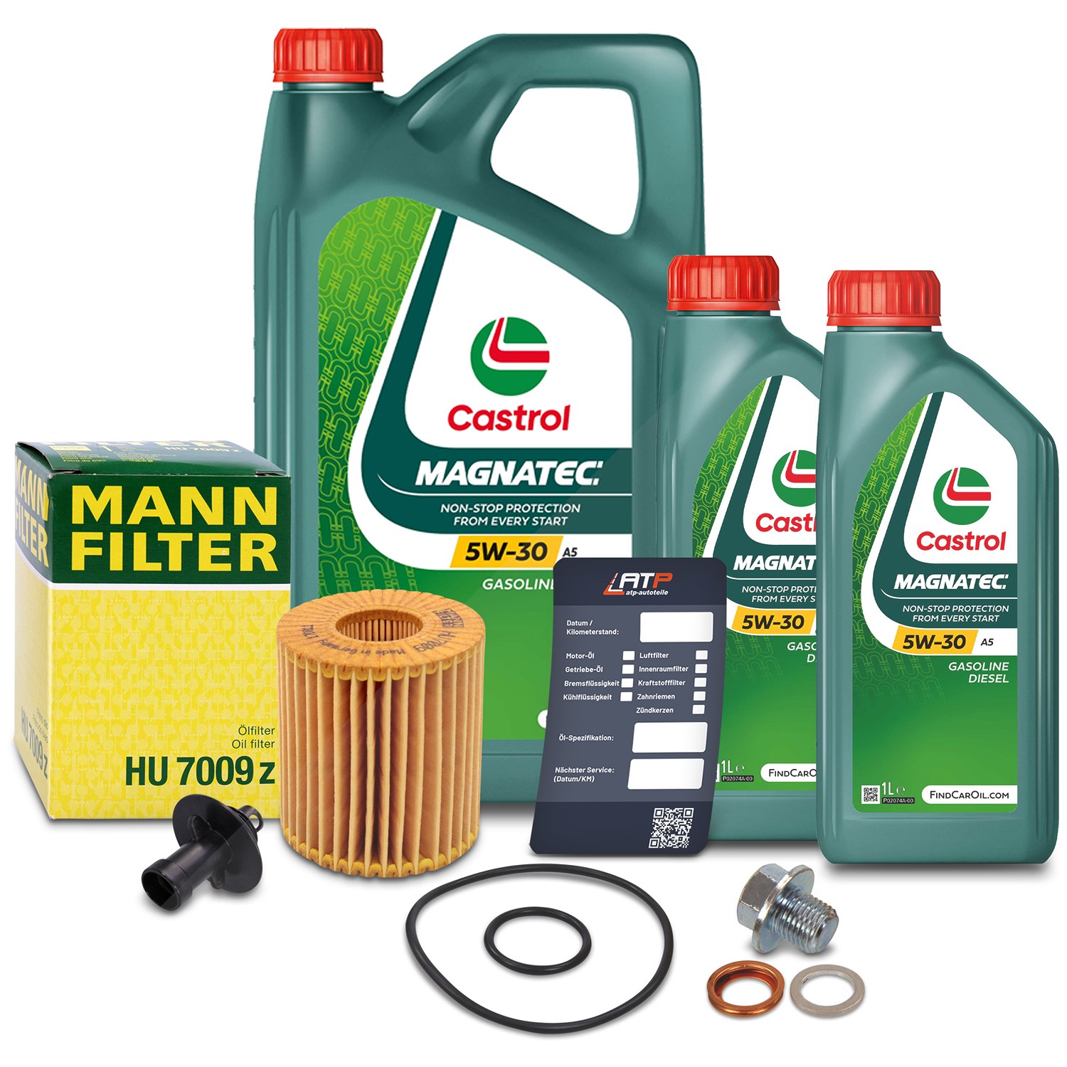Mann-filter Ölfilter+Schraube+7 L Castrol Magnatec 5W-30 A5 [Hersteller-Nr. 10491842] für Toyota