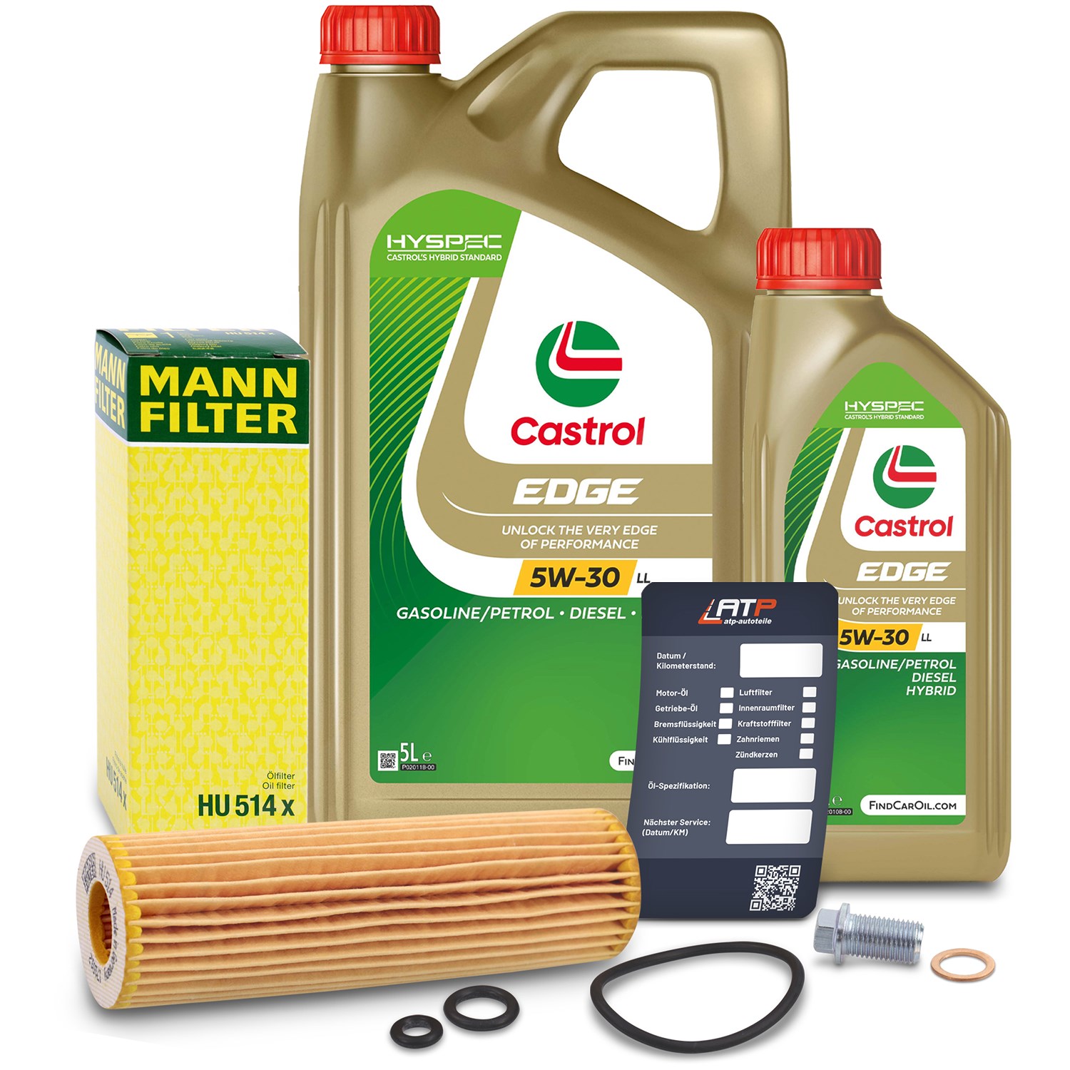 Mann-filter Ölfilter+Schraube+6 L Castrol 5W-30 LL [Hersteller-Nr. 10491977] für Mercedes-Benz