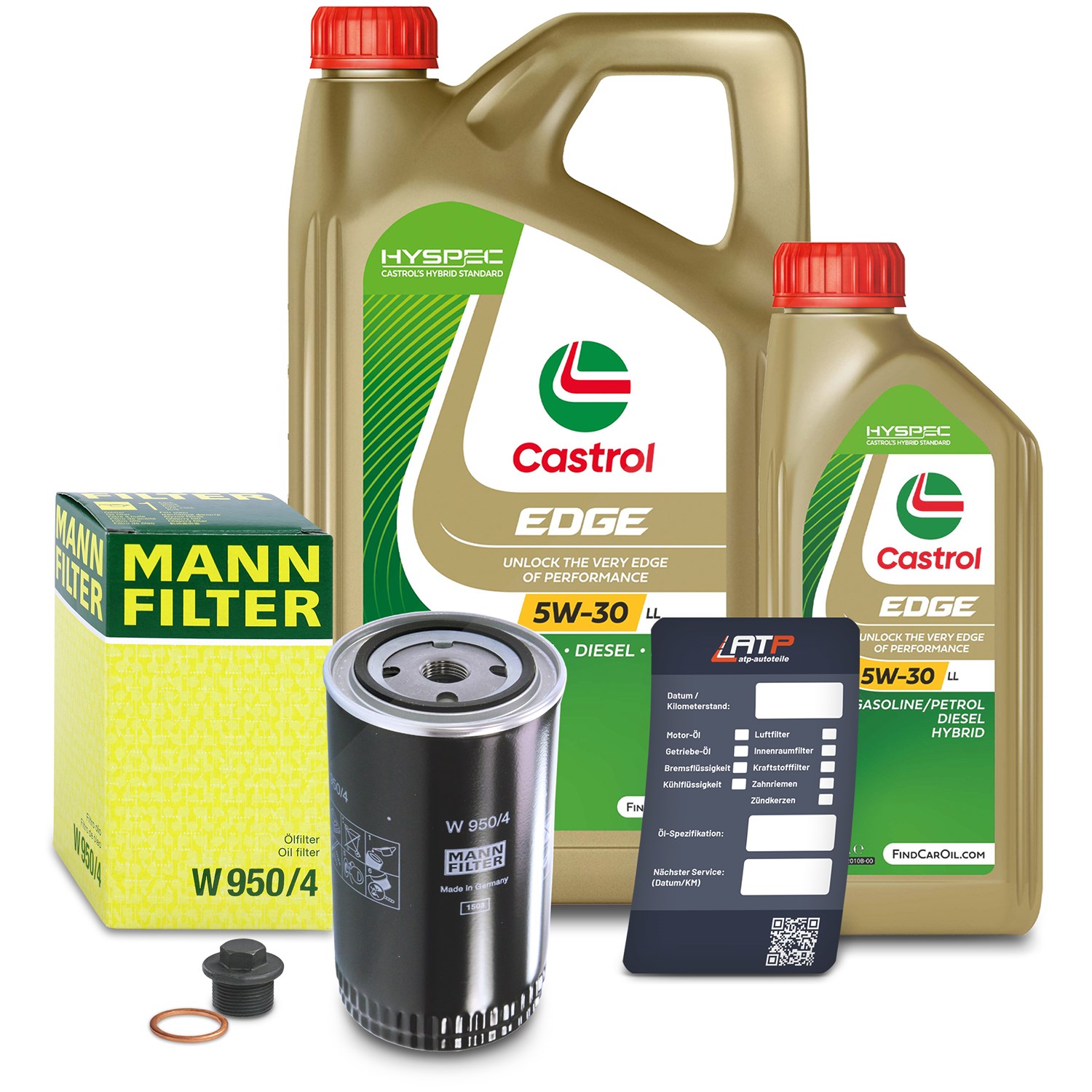 Mann-filter Ölfilter+Schraube+6 L Castrol 5W-30 LL [Hersteller-Nr. 10491982] für VW