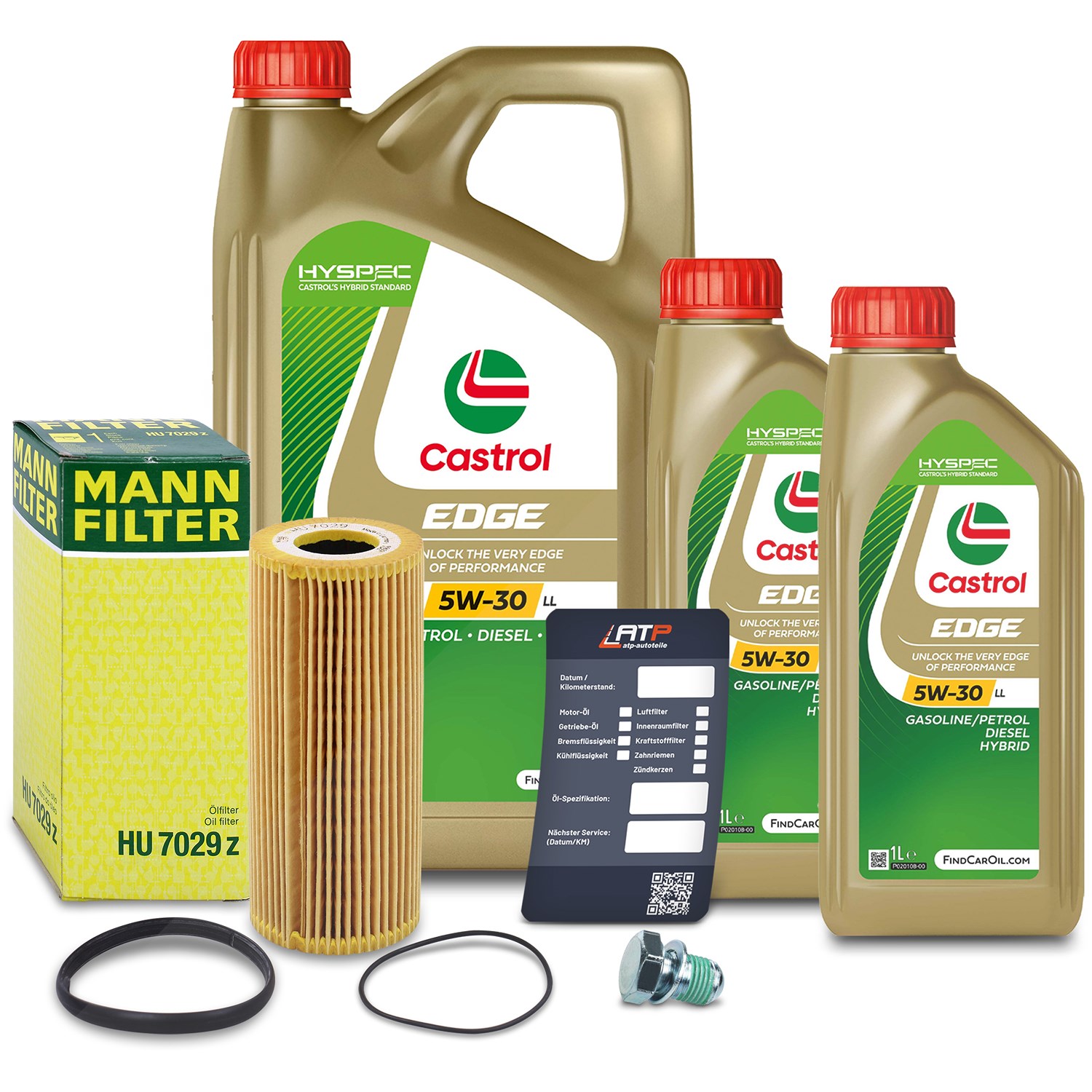 Mann-filter Ölfilter+Schraube+7 L Castrol 5W-30 LL [Hersteller-Nr. 10491998] für Audi