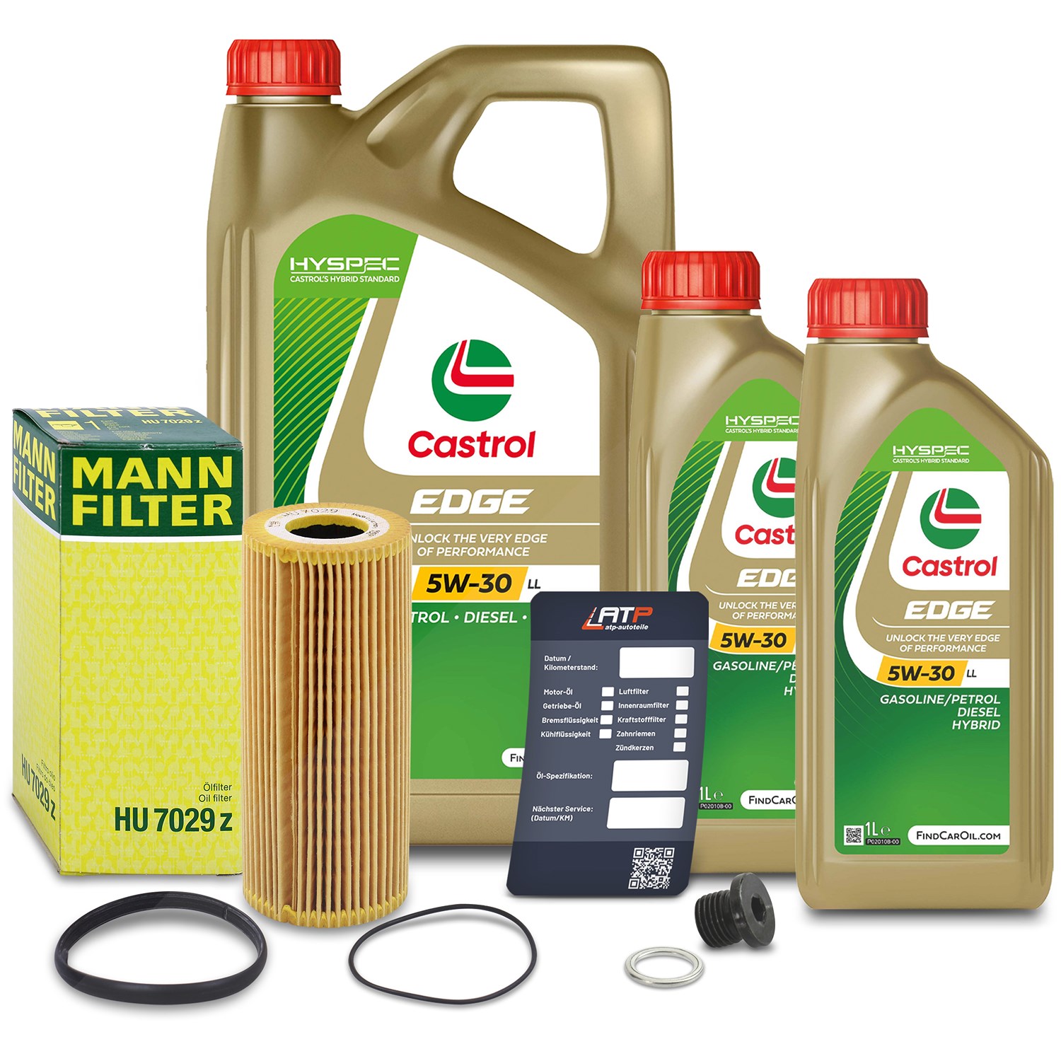 Mann-filter Ölfilter+Schraube+7 L Castrol 5W-30 LL [Hersteller-Nr. 10491999] für VW, Audi