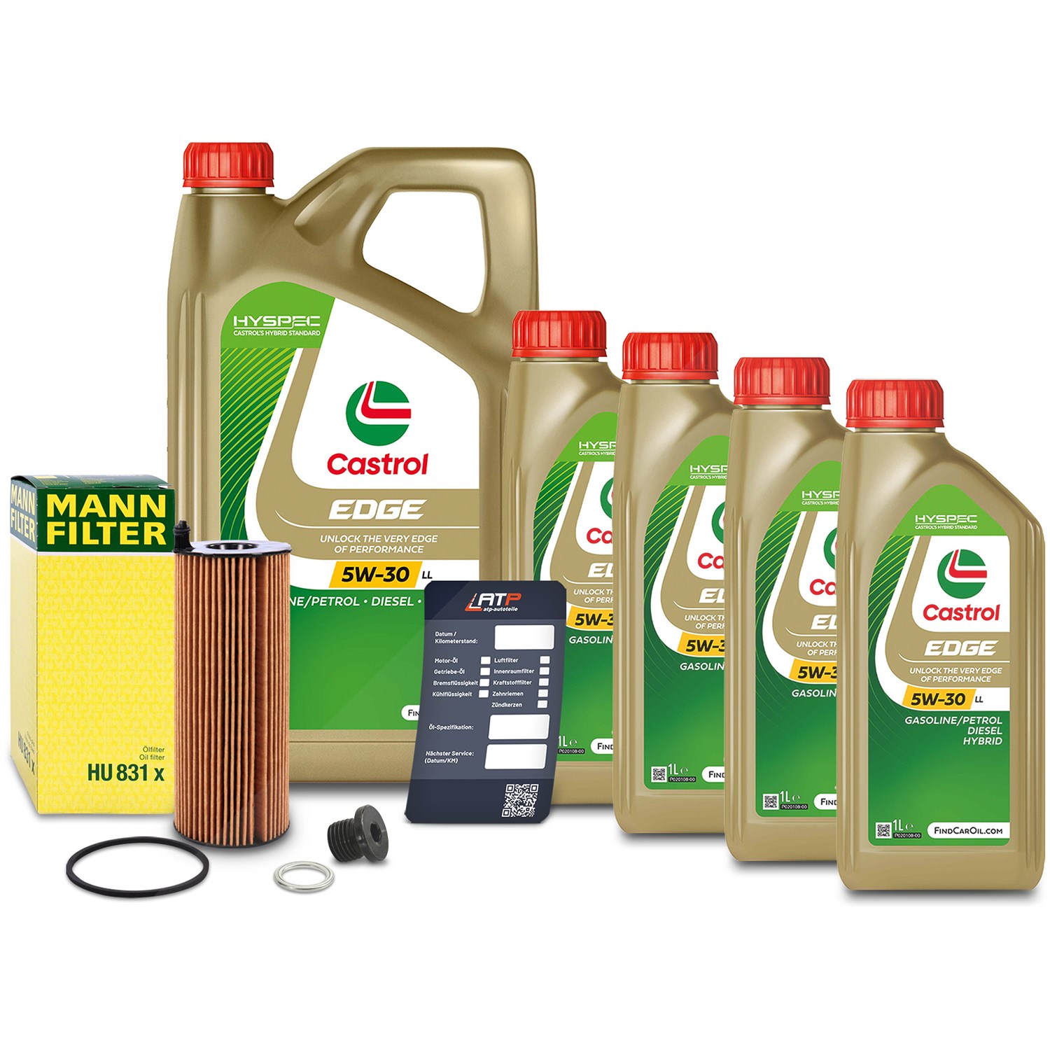 Mann-filter Ölfilter+Schraube+9 L Castrol 5W-30 LL [Hersteller-Nr. 10492009] für Audi, VW