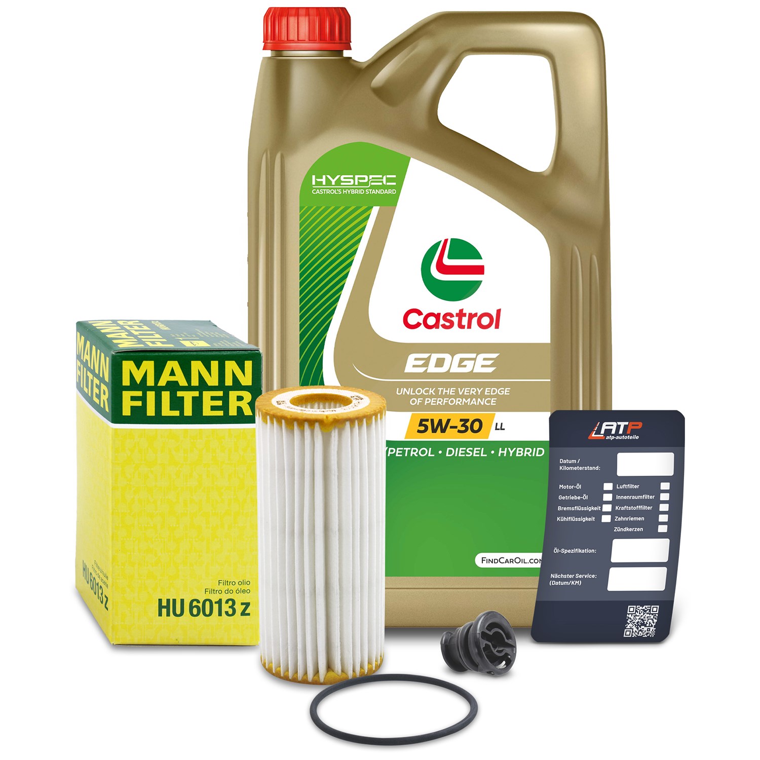 Mann-filter Ölfilter+Schraube+5 L Castrol 5W-30 LL [Hersteller-Nr. 10492041] für Audi, Seat, VW, Skoda