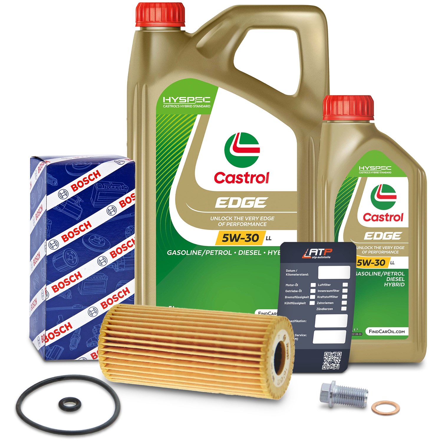 Bosch Ölfilter+Schraube+6 L Castrol 5W-30 LL [Hersteller-Nr. 10492052] für Mercedes-Benz