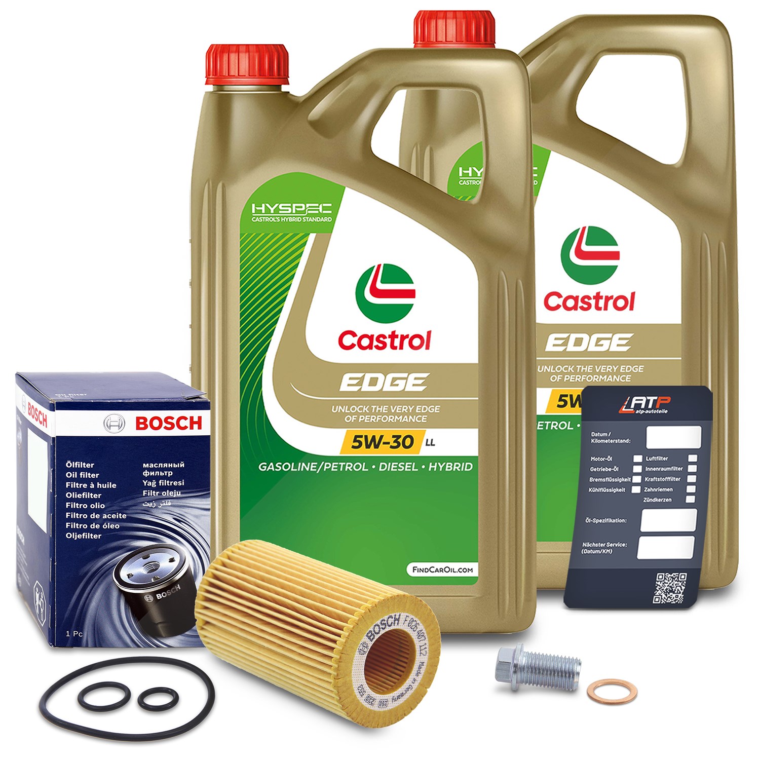 Bosch Ölfilter+Schraube+10 L Castrol 5W-30 LL [Hersteller-Nr. 10492077] für Mercedes-Benz