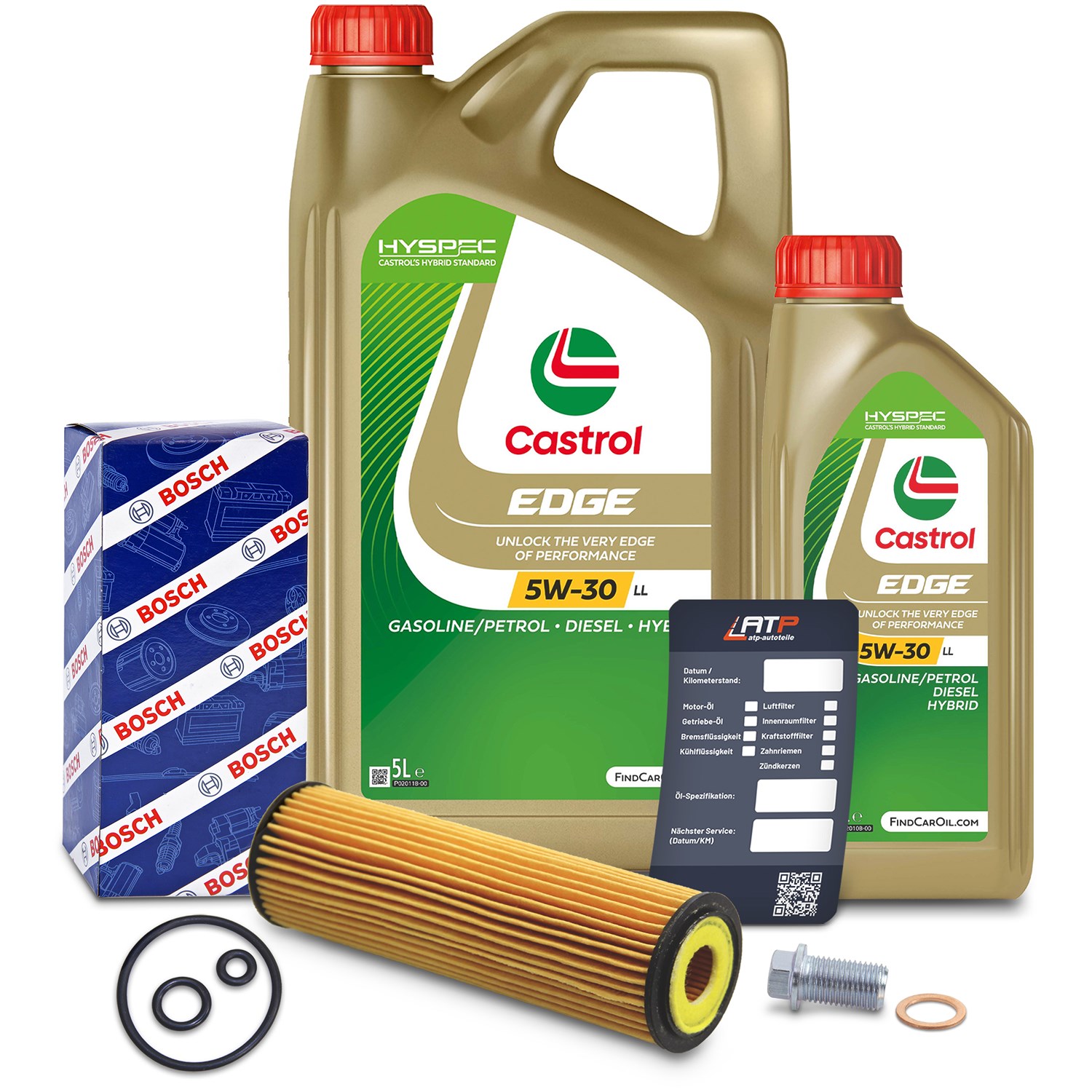 Bosch Ölfilter+Schraube+6 L Castrol 5W-30 LL [Hersteller-Nr. 10492053] für Mercedes-Benz