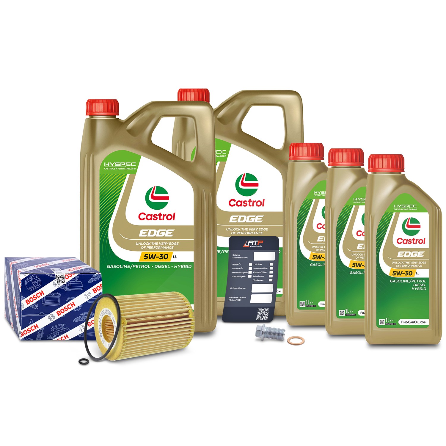 Bosch Ölfilter+Schraube+13 L Castrol 5W-30 LL [Hersteller-Nr. 10492080] für Mercedes-Benz