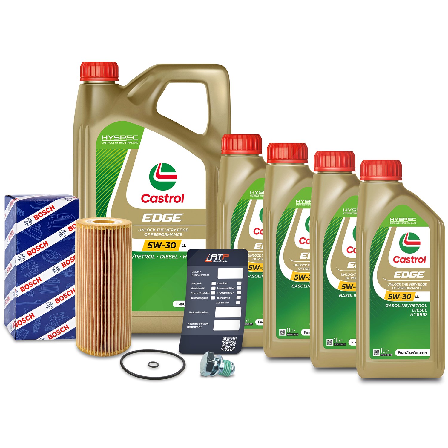 Bosch Ölfilter+Schraube+9 L Castrol 5W-30 LL [Hersteller-Nr. 10492083] für VW