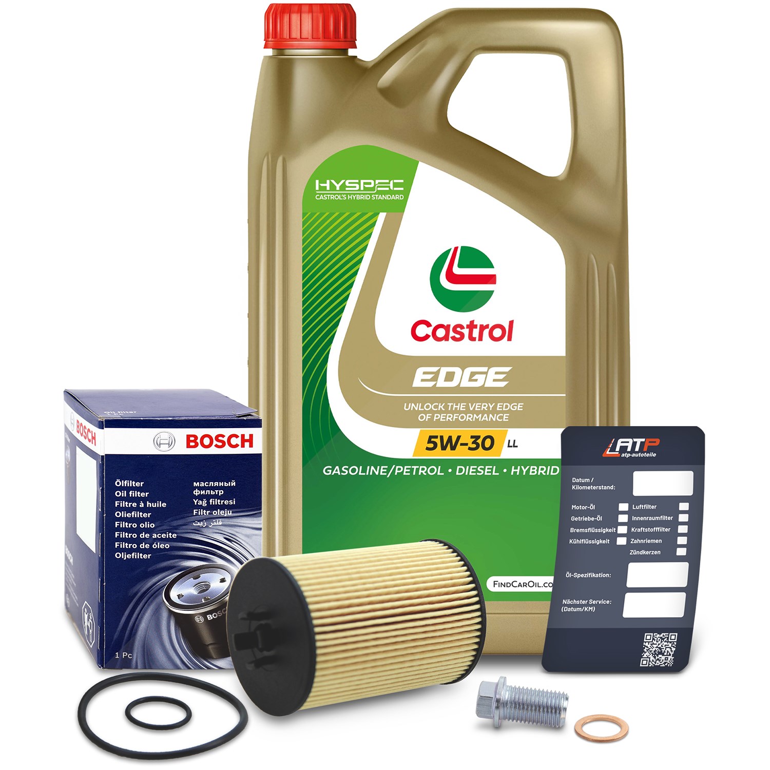 Bosch Ölfilter+Schraube+5 L Castrol 5W-30 LL [Hersteller-Nr. 10492090] für Mercedes-Benz
