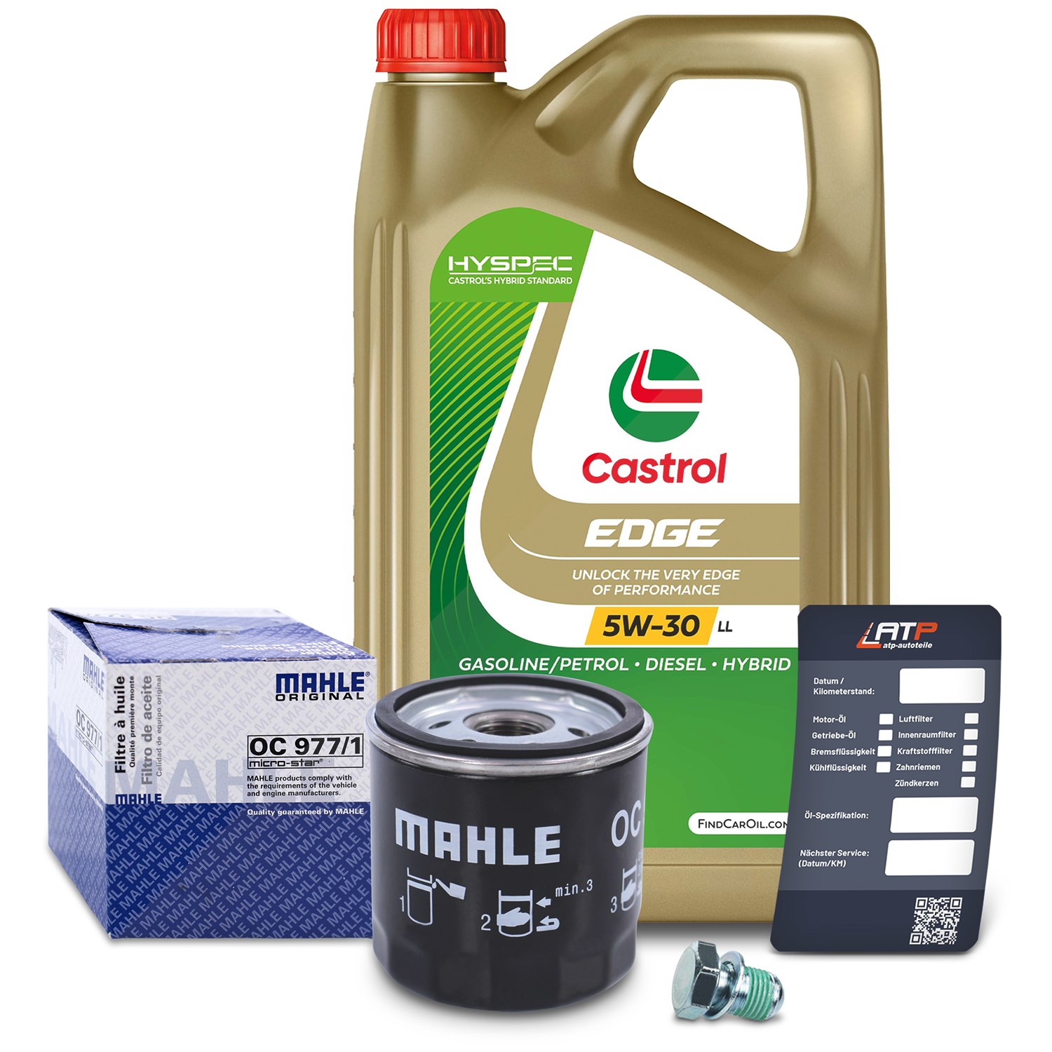 Mahle Ölfilter+Schraube+5 L Castrol 5W-30 LL [Hersteller-Nr. 10492154] für Seat, Audi, VW, Skoda