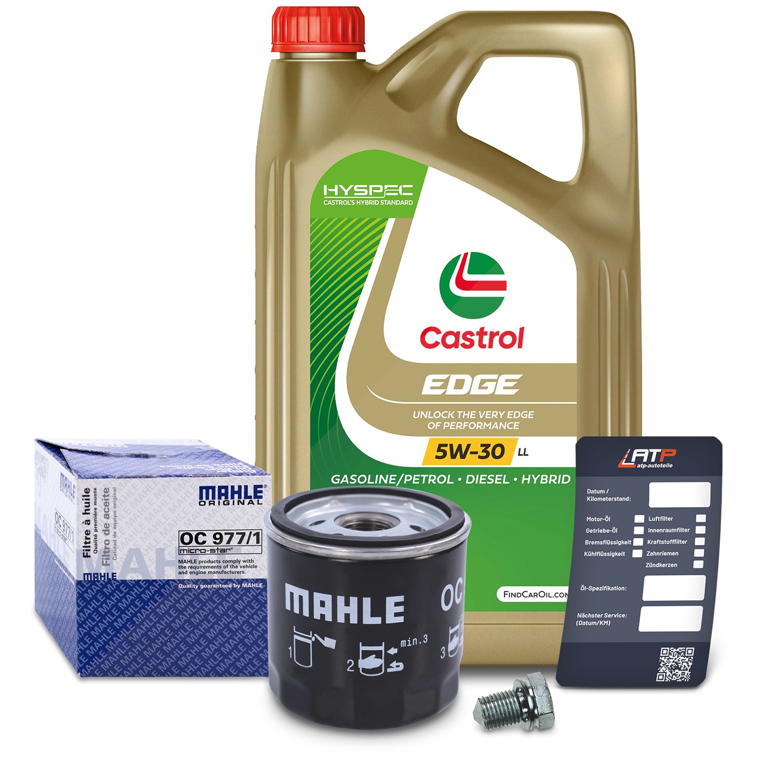Mahle Ölfilter+Schraube+5 L Castrol 5W-30 LL [Hersteller-Nr. 10492156] für VW
