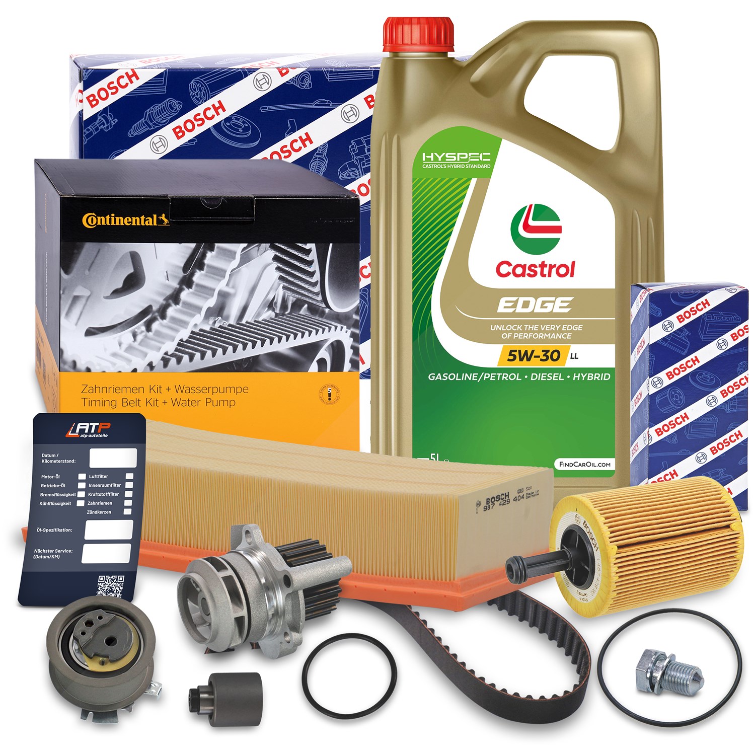 Continental Ctam Zahnriemensatz + Filterset + 5l 5W-30 Motoröl [Hersteller-Nr. 40279721] für Seat, Audi, Skoda, VW