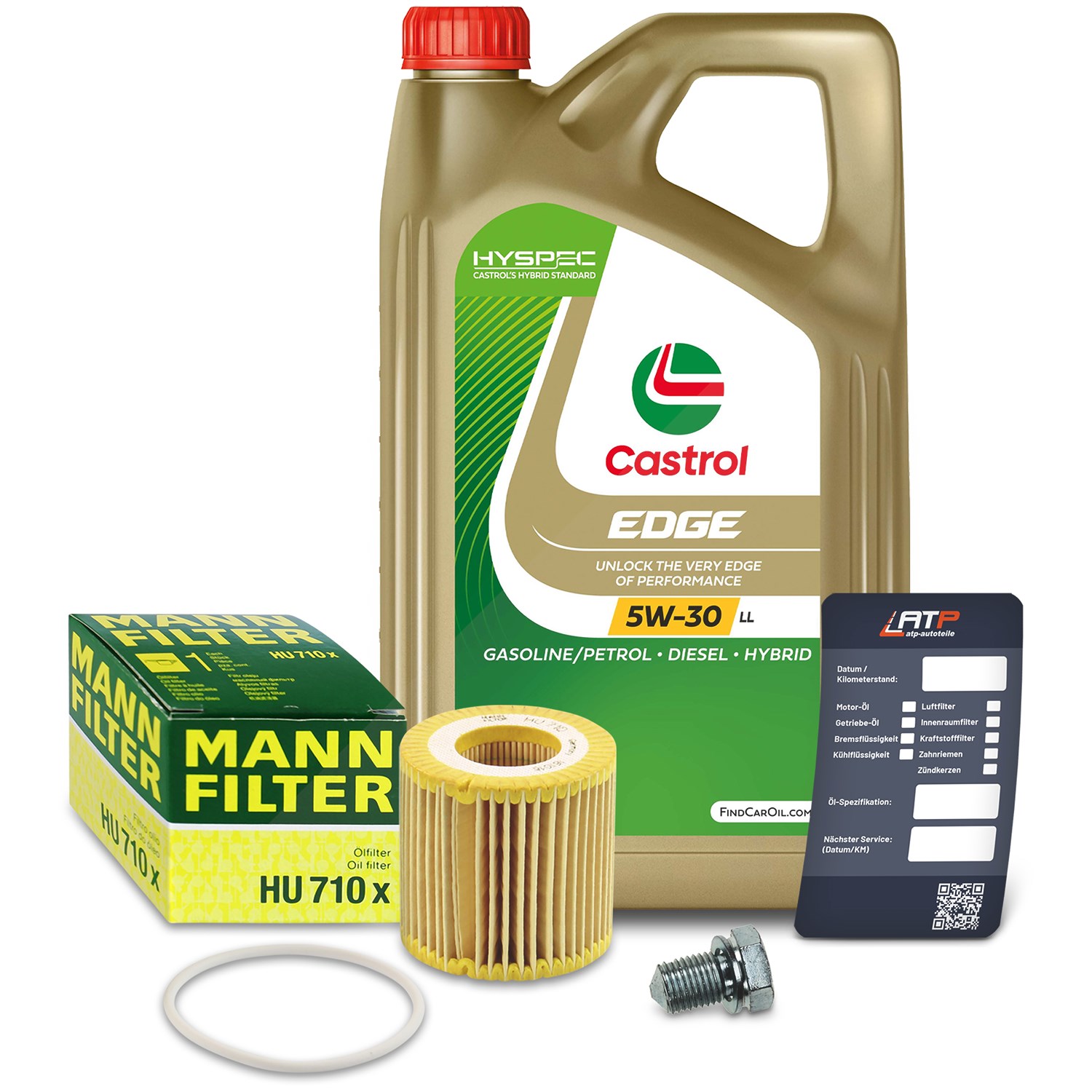 Mann-filter Ölfilter+Schraube+5 L Castrol 5W-30 LL [Hersteller-Nr. 10492029] für Seat, VW