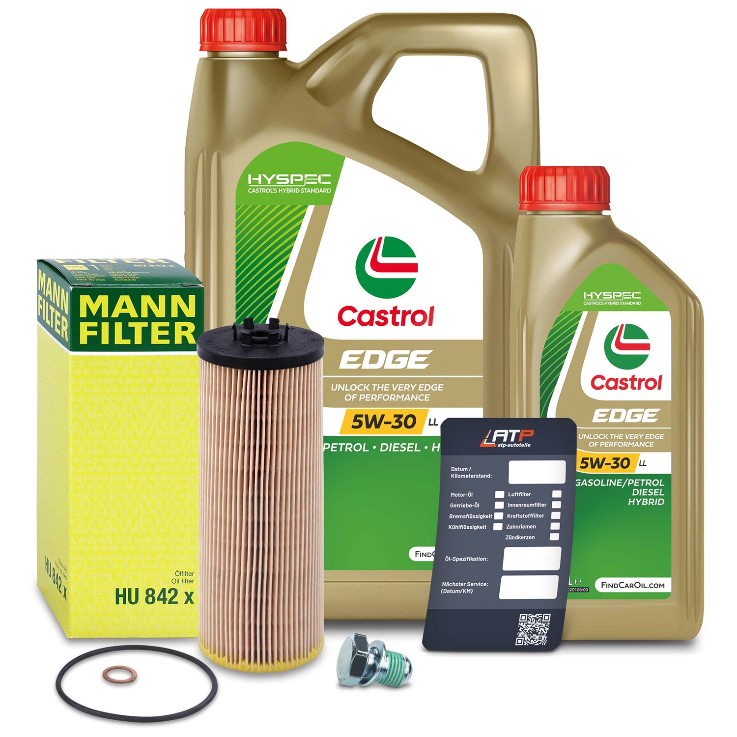 Mann-filter Ölfilter+Schraube+6 L Castrol 5W-30 LL [Hersteller-Nr. 10491985] für Skoda
