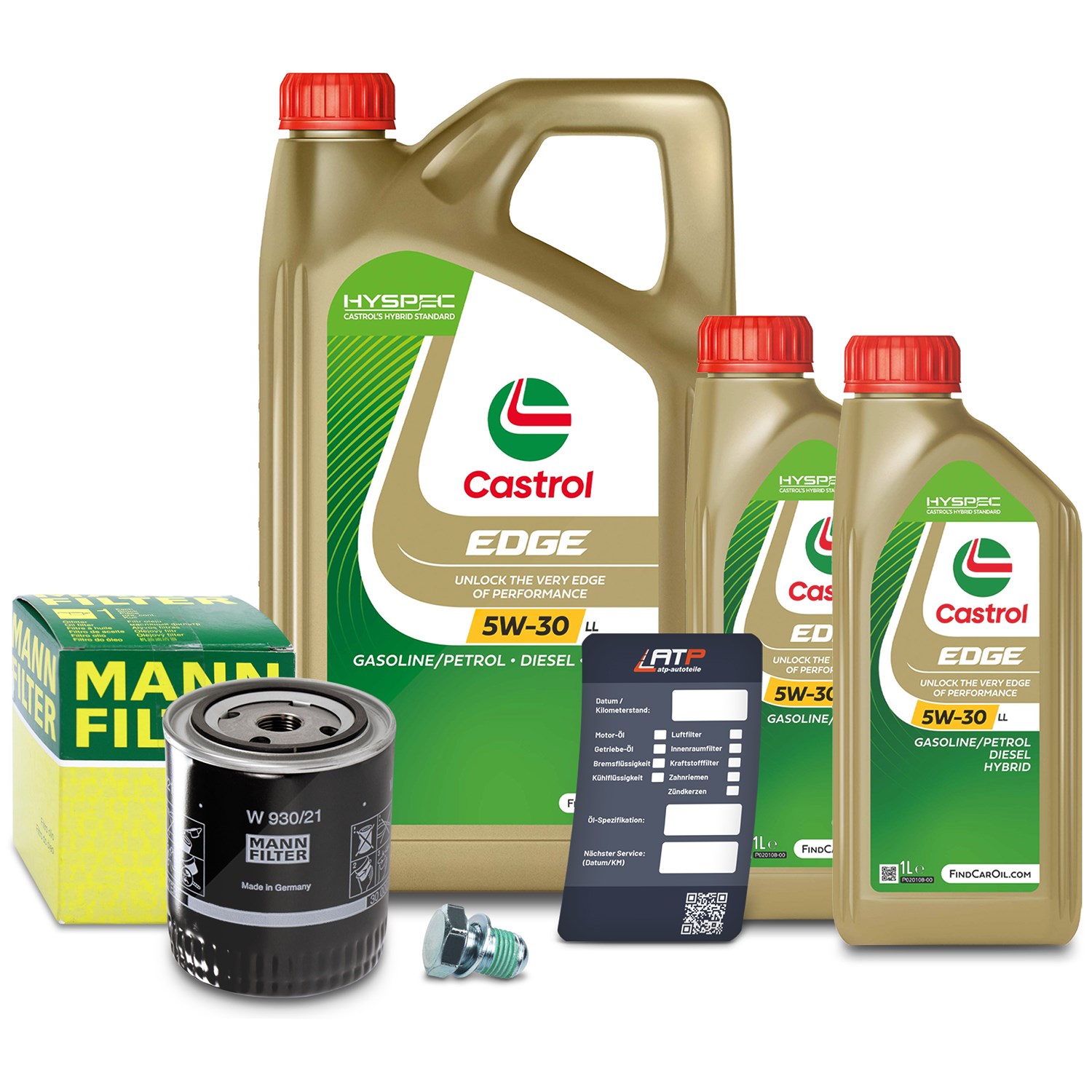 Mann-filter Ölfilter+Schraube+7 L Castrol 5W-30 LL [Hersteller-Nr. 10491994] für Audi