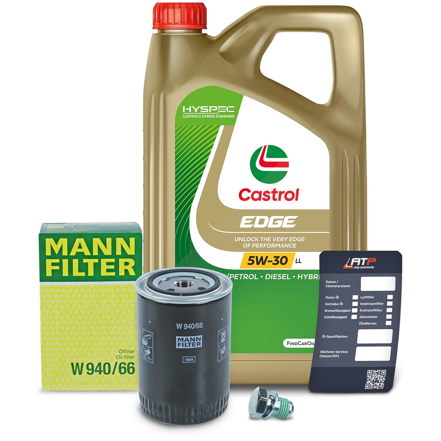 Mann-filter Ölfilter+Schraube+5 L Castrol 5W-30 LL [Hersteller-Nr. 10492043] für Seat, VW, Audi, Skoda