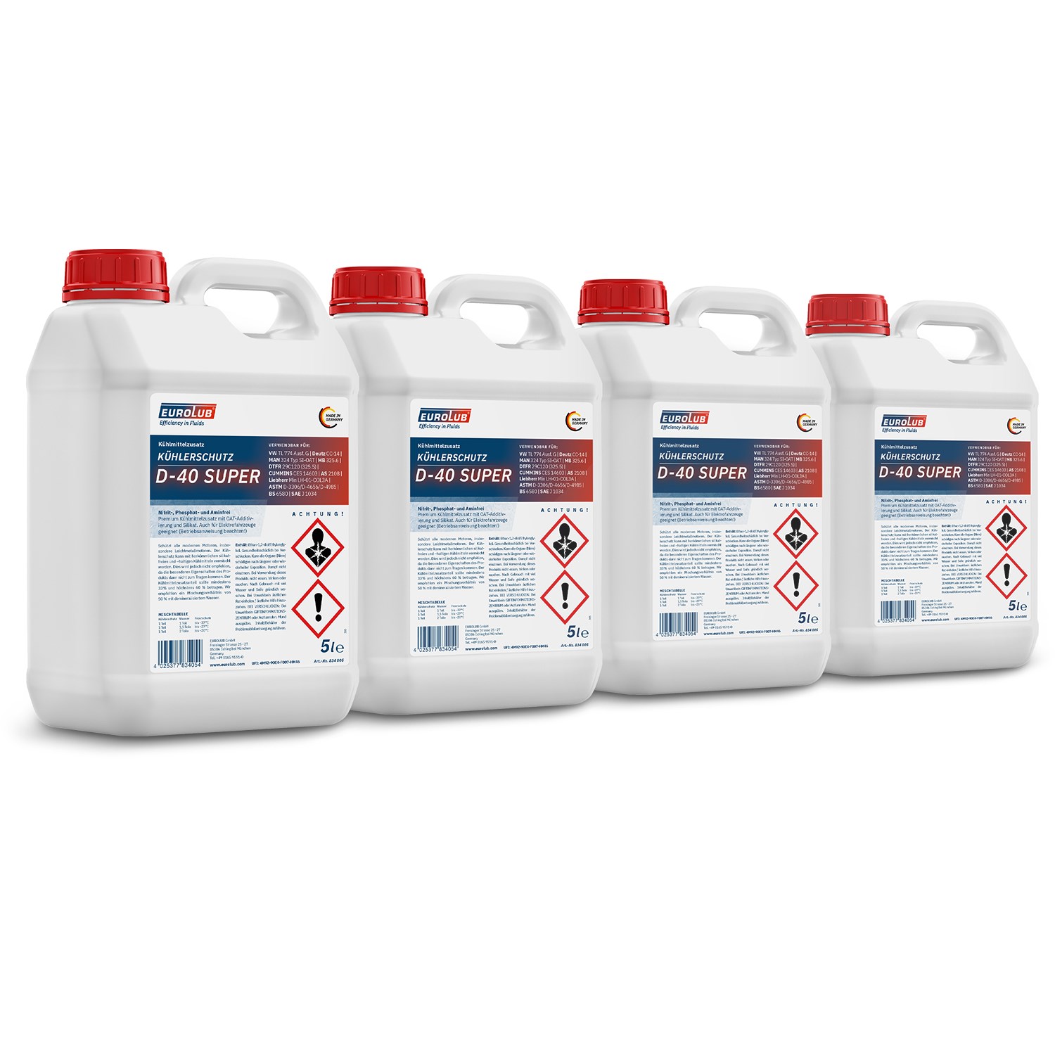 Eurolub 4x 5 L Kühlerschutz D-40 SUPER Kühlerfrostschutz [Hersteller-Nr. 834005]
