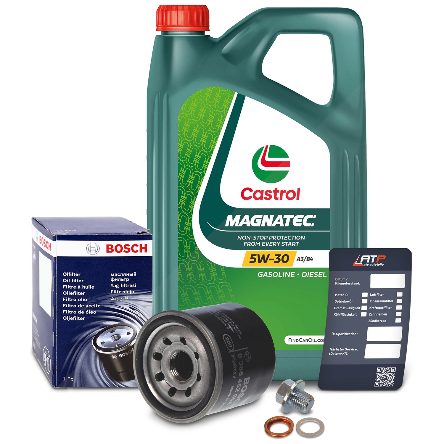 Bosch Ölfilter+Schraube+5 L Castrol Magnatec 5W-30 A3/B4 [Hersteller-Nr. 10492246] für Daihatsu