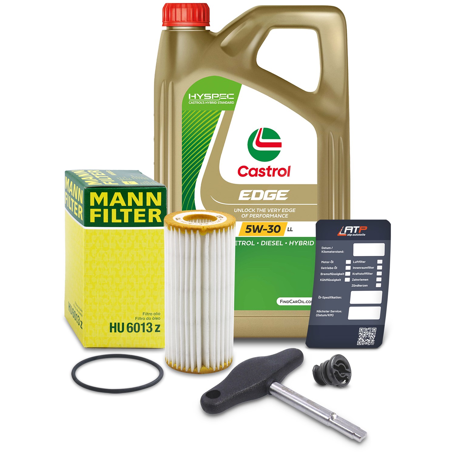 Mann-filter Ölfilter+Schraube+5 L Castrol 5W-30 LL [Hersteller-Nr. 40192232] für VW, Skoda, Audi, Seat