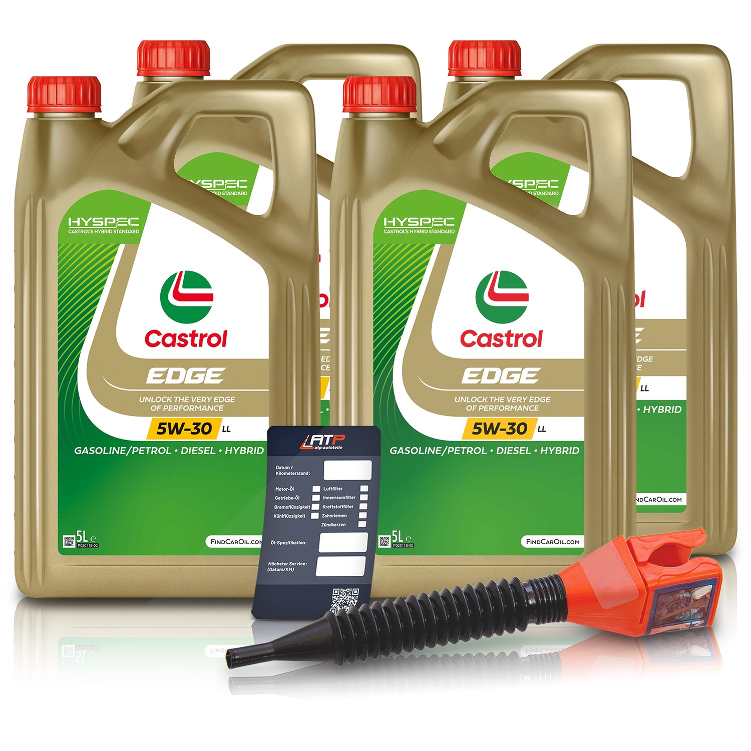 Castrol 20 L EDGE 5W-30 LL + Ölwechsel-Anhänger + Einfülltrichter [Hersteller-Nr. 15F7E7]