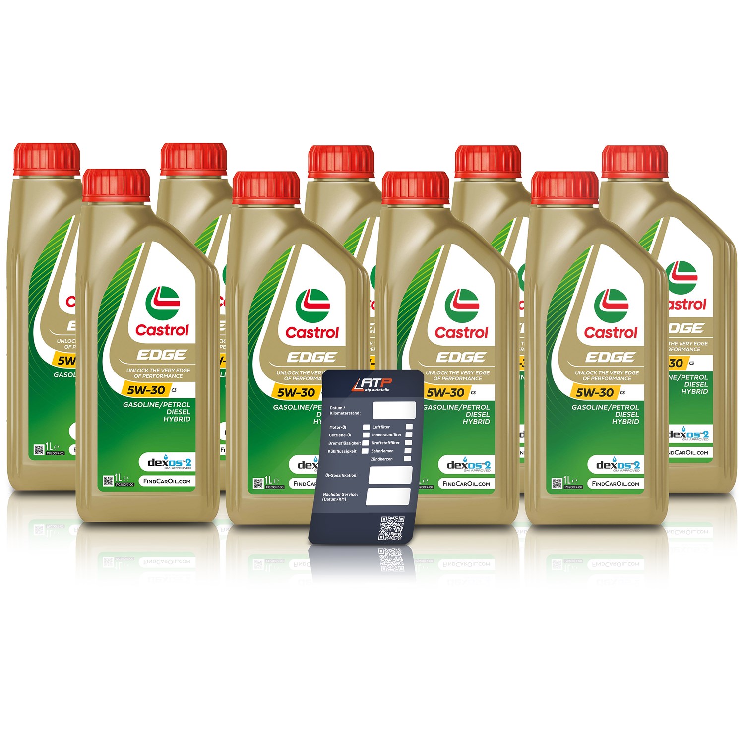 Castrol 9x 1 L EDGE 5W-30 C3 + Ölwechsel-Anhänger [Hersteller-Nr. 15F7EF]