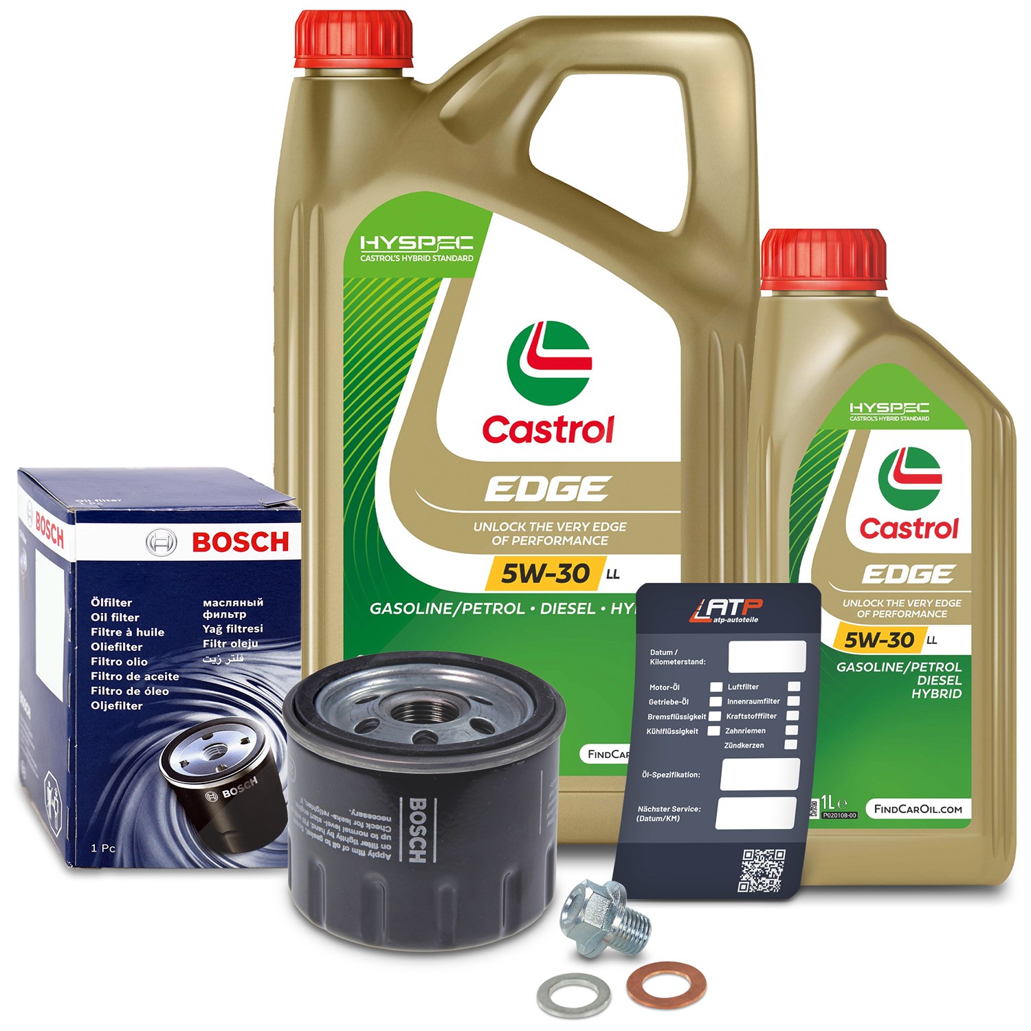 Bosch Ölfilter+Schraube+6 L Castrol 5W-30 LL [Hersteller-Nr. 10492055] für Suzuki