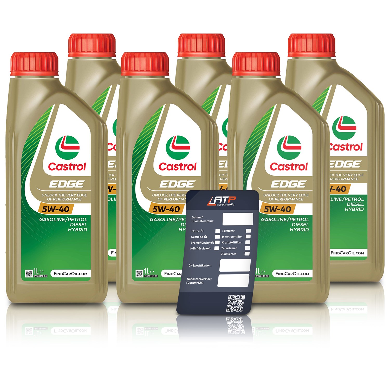 Castrol 6x 1 L EDGE 5W-40 + Ölwechsel-Anhänger [Hersteller-Nr. 15F7D5]