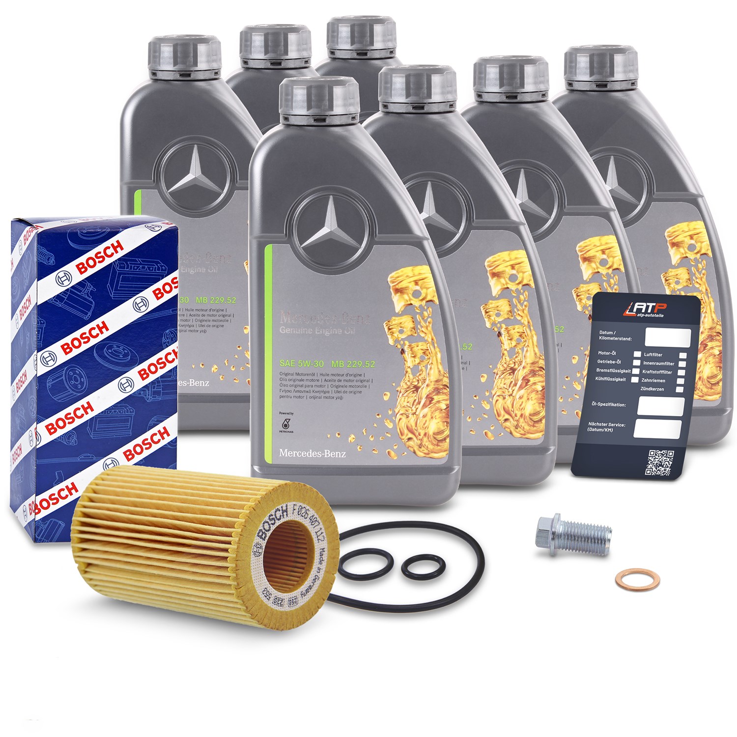 Bosch Ölwechsel Set inkl. 7l 5W-30 Motoröl [Hersteller-Nr. 40280149] für Mercedes-Benz, Jeep, Infiniti