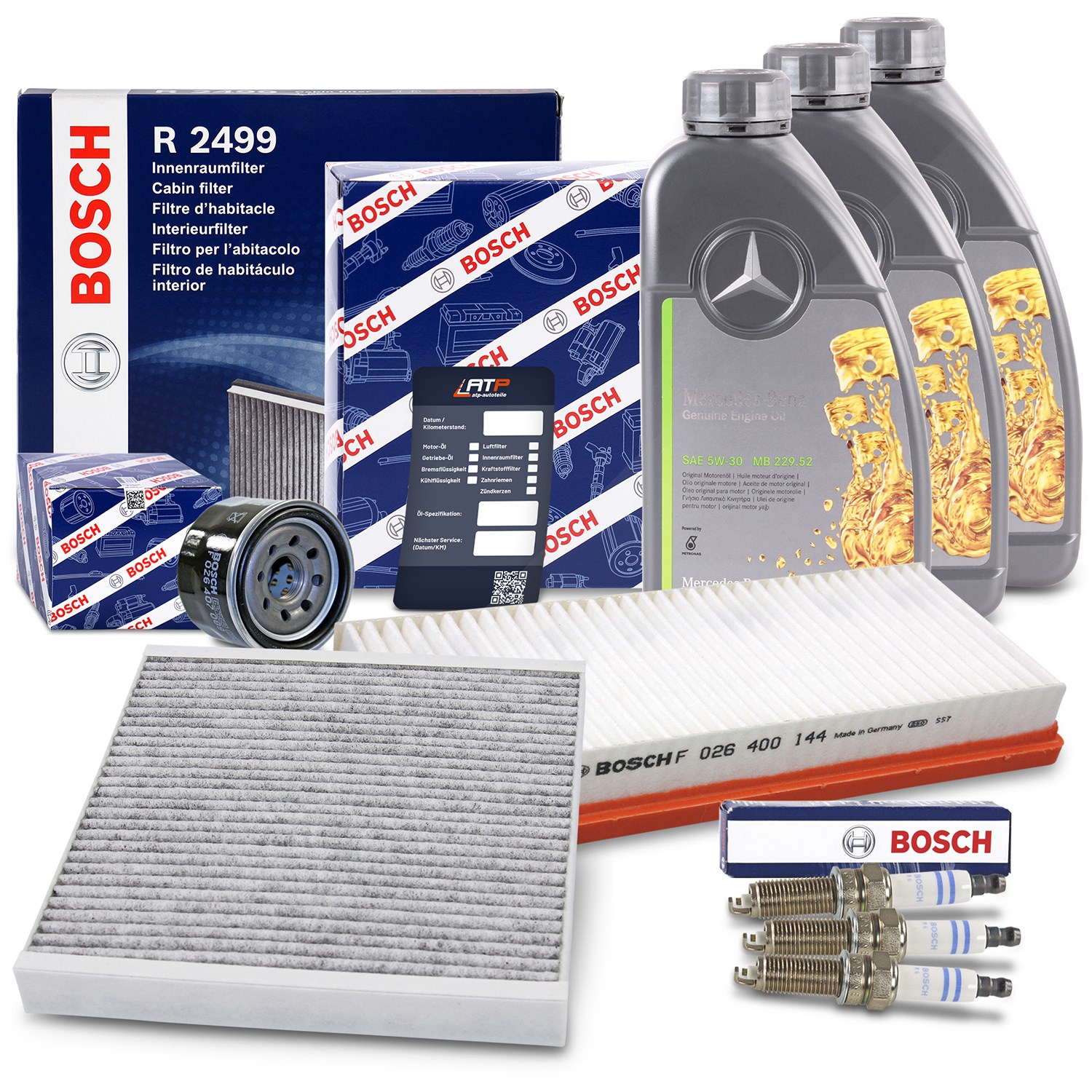 Bosch Inspektionspaket C + 3l 5W-30 Motoröl [Hersteller-Nr. 40513673] für Smart
