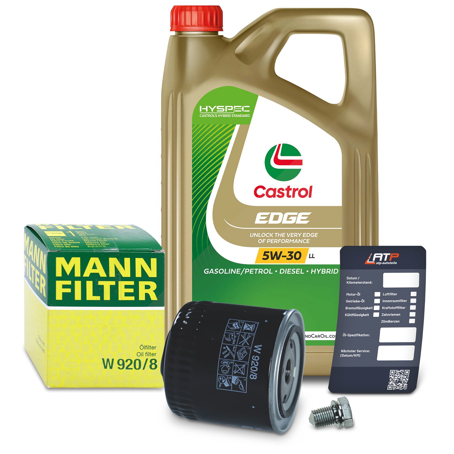 Mann-filter Ölfilter+Schraube+5 L Castrol Edge 5W-30 LL [Hersteller-Nr. 10493322] für Skoda, Seat, VW