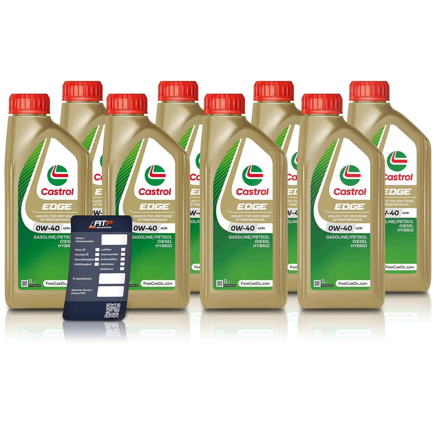 Castrol 8x 1 L EDGE 0W-40 A3/B4 + Ölwechsel-Anhänger [Hersteller-Nr. 15F6B4]