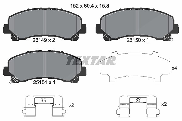 Textar Bremsbelagsatz, Scheibenbremse [Hersteller-Nr. 2514901] für Isuzu