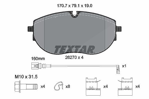 Textar Bremsbelagsatz, Scheibenbremse [Hersteller-Nr. 2627001] für VW