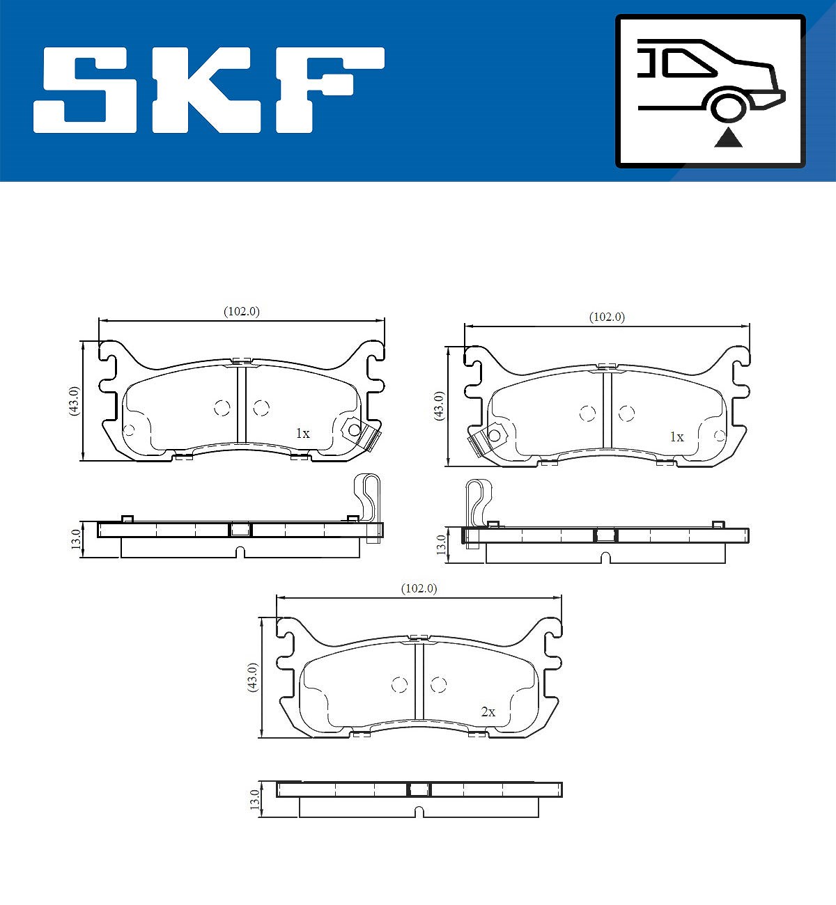 SKF Scheibenbremse Bremsbelag VKBP 91127 A - 4er Set - Position Hinterachse Höhe 77 mm Länge 134 mm Breite 83 mm Dicke 13 mm - OE Qualität - Bild 4
