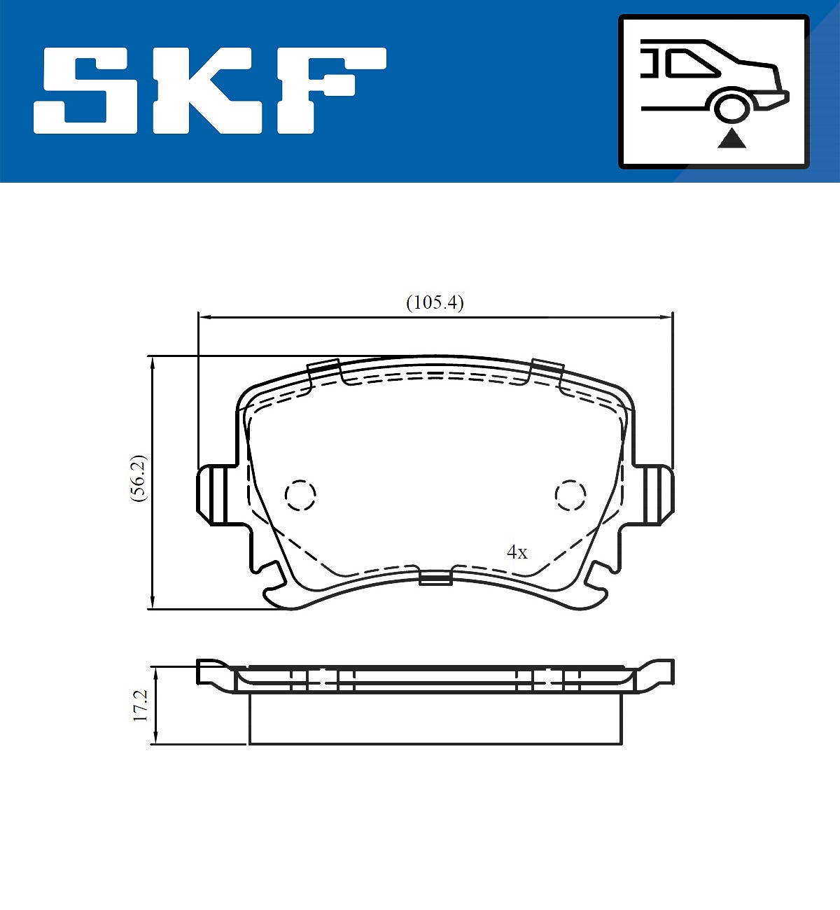 Skf Scheibenbremse Bremsbelag Vkbp 90662-4Er Set - Position Hinterachse Höhe 77Mm Länge 134Mm Breite 83Mm Dicke 17Mm - Oe Qualität - Bild 4