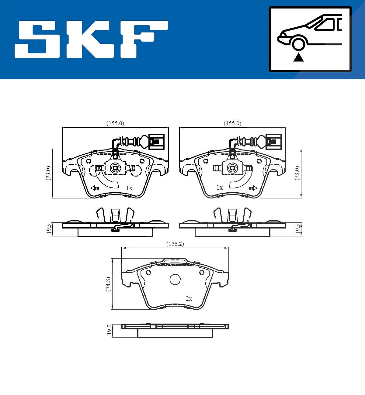 SKF Scheibenbremse Bremsbelag mit Feder VKBP 81041 E - 4er Set - Position Vorderachse Höhe 93mm Länge 203mm Breite 131mm - OE Qualität - Bild 5